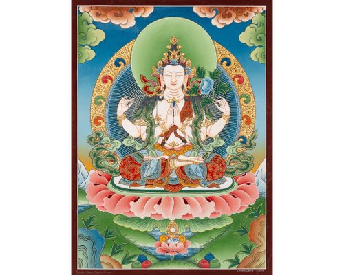 観音菩薩のタンカ、チベット チベット仏教の観音菩薩タンカ絵画 - ショップ Boudha Stupa