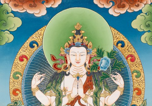 チベット仏教の観音菩薩のタンカアート - ショップ Boudha Stupa