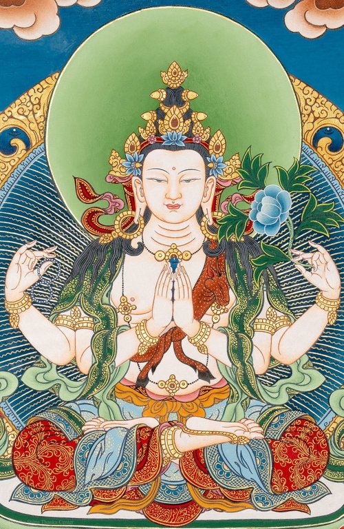 チベット仏教の観音菩薩のタンカアート - ショップ Boudha Stupa チベット仏教の観音菩薩のタンカアート - ショップ Boudha Stupa