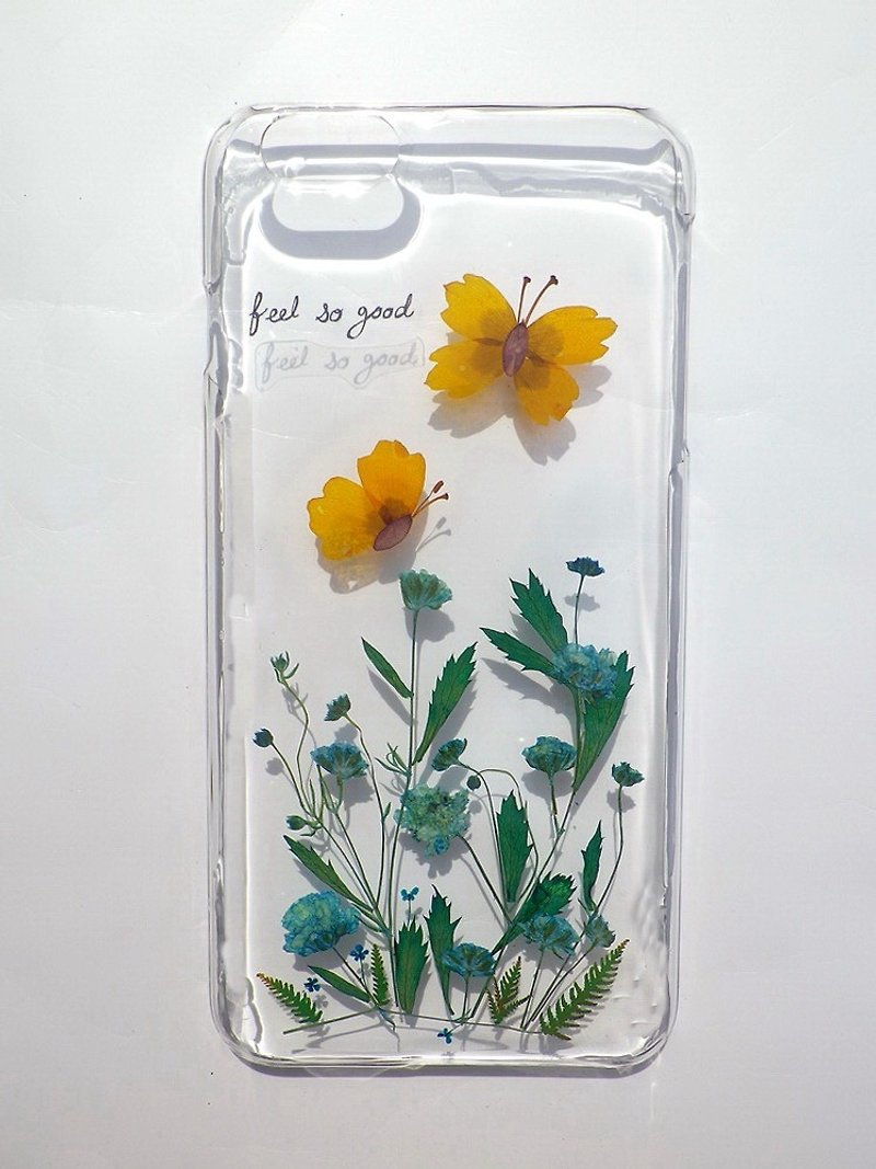 Handmade phone case, Pressed flowers iphone 6/6S plus phone case, Butterfly - Phone Cases - Plastic 