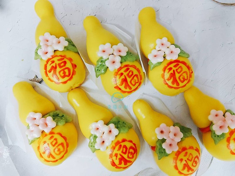 Cheerful Happy Handmade Goodbye Steamed Buns Gourd Fulu Chinese Cake Steamed Buns God’s Birthday 6 Pack - ขนมปัง - อาหารสด 