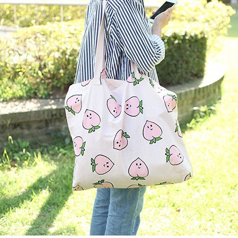 出清特價-森林棉質購物袋-桃子小姐,LWK36708 - 手提包/手提袋 - 棉．麻 粉紅色