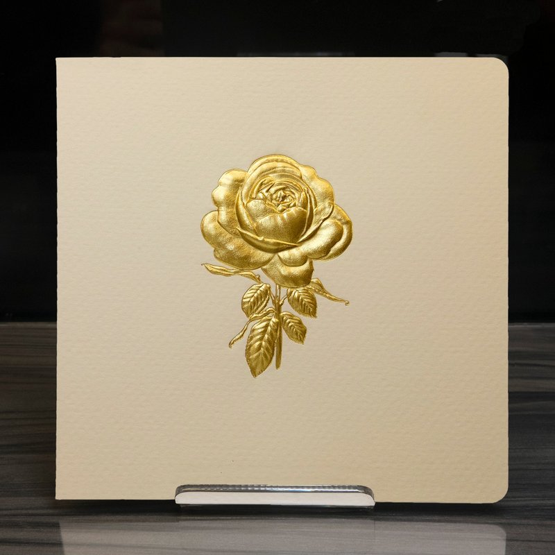 薔薇玫瑰浮雕燙金萬用卡 - 卡片/明信片 - 紙 白色