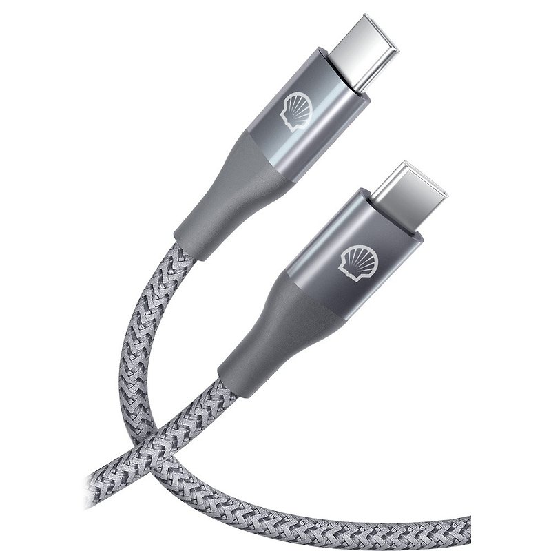 シェル シェル USB-C to USB-C 反射型充電伝送ケーブル 15CM-1M-2M - 充電器・USBコード - ナイロン グレー