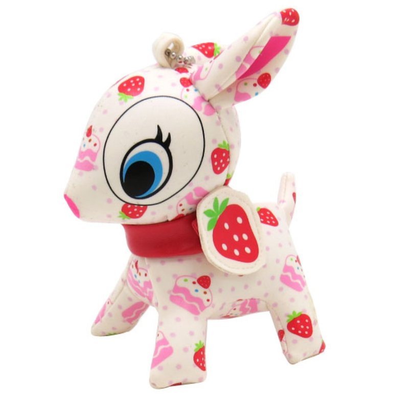 Puchi Babie Key Chain Strawberry Cake Deer Cute Doll Gift Present Japan - 公仔/玩偶 - 其他材質 白色