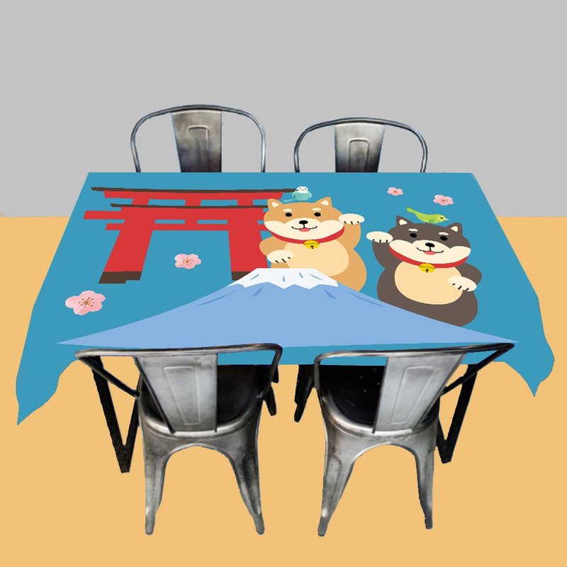 柴犬 桌布 露營 - 枱布/餐墊 - 棉．麻 藍色