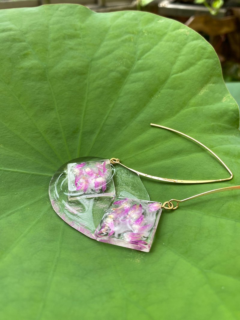 Real Flower | Purple Flowers Drop Earrings| Ice | Nature in Ice - Earrings & Clip-ons - Plants & Flowers 
