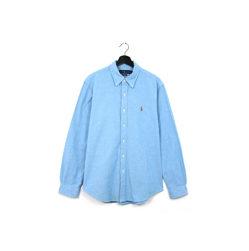 Back to Green::Polo Ralph Lauren Baby Blue //vintage shirt - เสื้อเชิ้ตผู้ชาย - ผ้าฝ้าย/ผ้าลินิน 