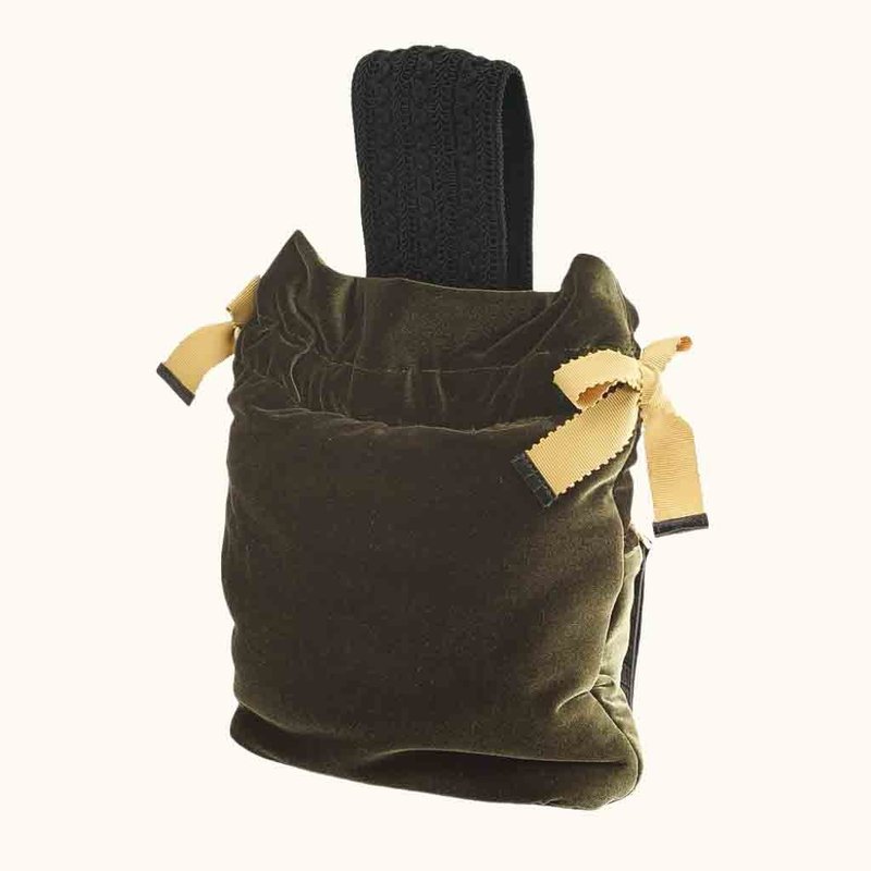 [Ruffle Bag] KombuGreen green velvet style - Handbags & Totes - Other Man-Made Fibers Silver