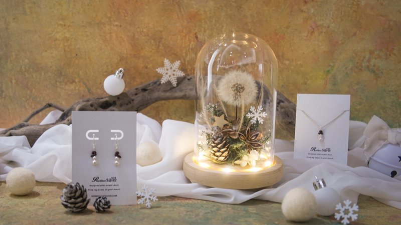 蒲公英聖誕鐘罩夜燈 + 925純銀雪人耳環/項鍊 - 擺飾/家飾品 - 植物．花 多色