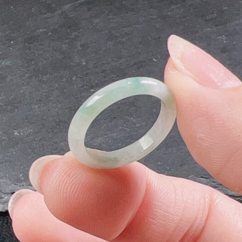 [Seeking fate] Green flower jade ring ring | International 9.5 size | Natural Burmese jade jade A goods - แหวนทั่วไป - หยก สีเขียว