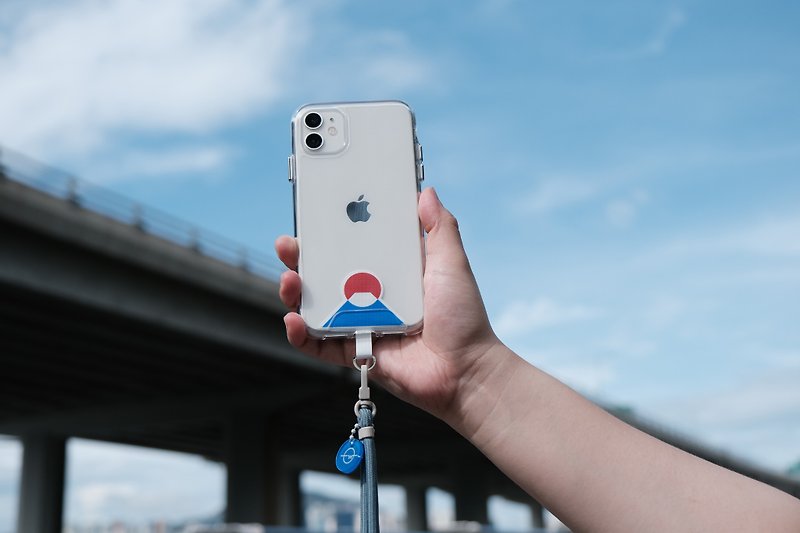 Geometric Mount Fuji mobile phone clip with 6mm lanyard / available in three colors / can be purchased with a transparent anti-fall mobile phone case - Phone Accessories - Nylon Blue