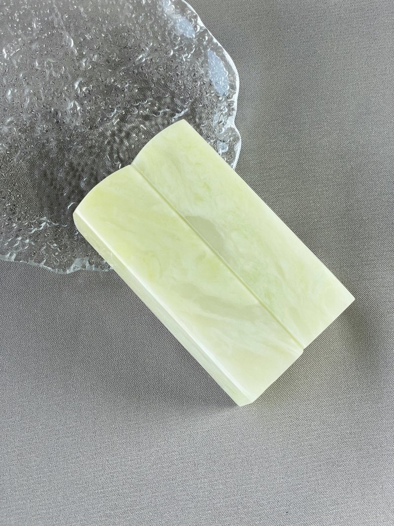 【Jade Stamp】Natural premium milk white hibiscus jade stamp unique wedding seal series - Stamps & Stamp Pads - Gemstone Green