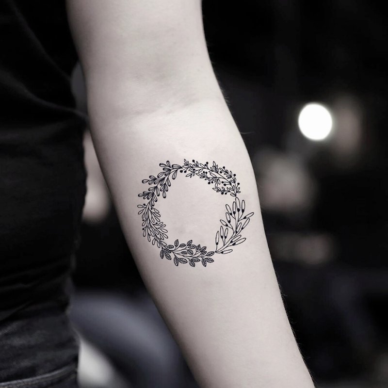 Flower Circle Temporary Fake Tattoo Sticker (Set of 2) - OhMyTat