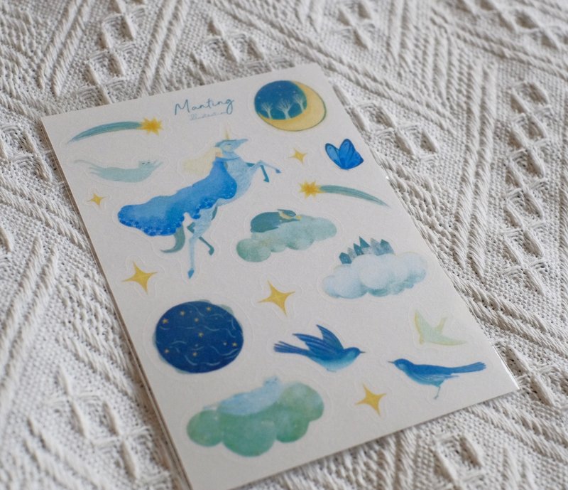 Japanese paper stickers - Starry sky and animals - สติกเกอร์ - กระดาษ 