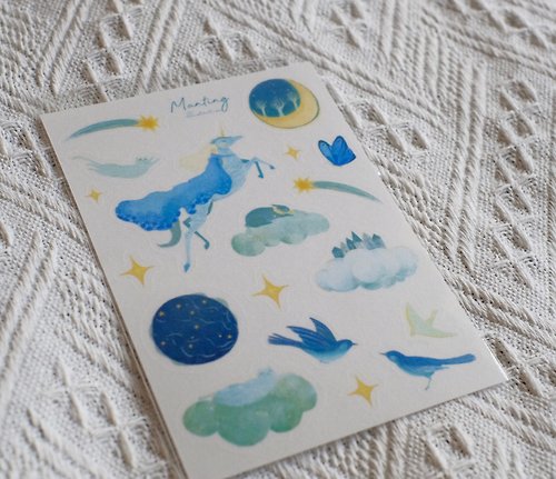 manting_illustration 和紙貼紙 - 星空與動物們