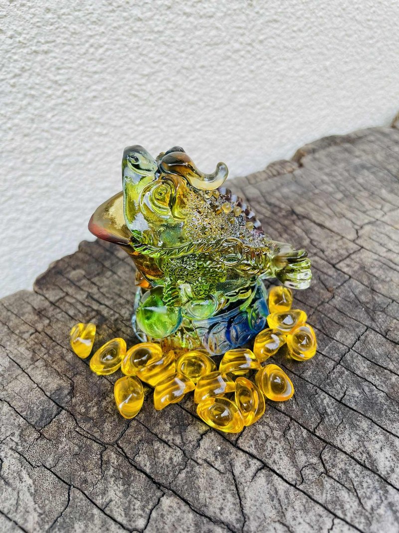 琉璃 招財 蟾蜍 金蟾 元寶 聚財 咬錢 - 擺飾/家飾品 - 琉璃 