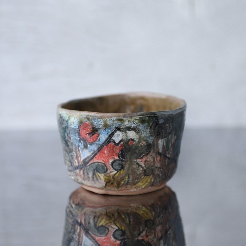 Hand twisted Red Fuji's matcha bowl · Ash glaze - Bowls - Pottery Red