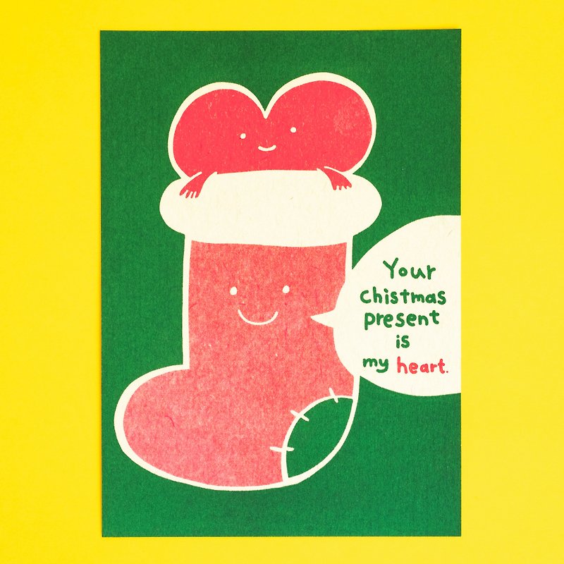 Christmas Postcard / Christmas Socks - Cards & Postcards - Paper Green