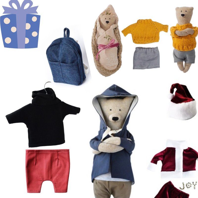 PK-Craig Bear 40cm + Baby Bear 13cm luxury limited edition Christmas gift set - Kids' Toys - Cotton & Hemp Khaki