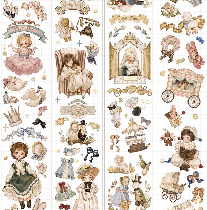 Painting Box Western Doll Set PET Washi Tape Made in Taiwan 10m Roll - มาสกิ้งเทป - พลาสติก หลากหลายสี