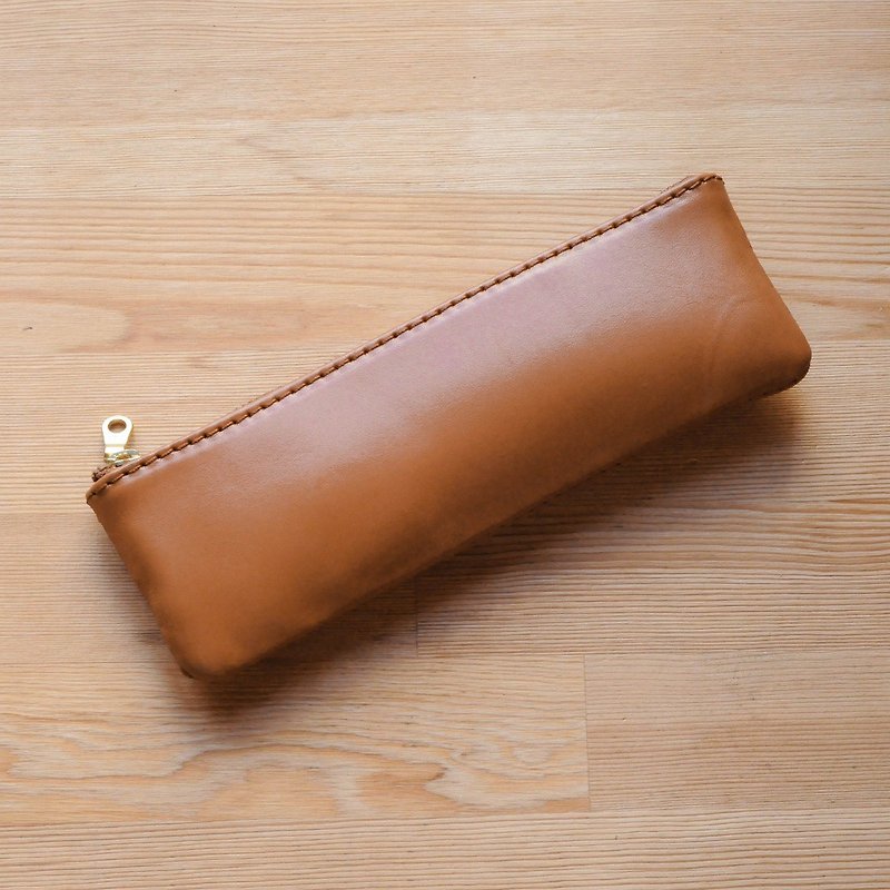 [DOZI Leather Handicraft-Xiwu Business] Simple Model-Chrome Tanned Pencil Case - Pencil Cases - Genuine Leather Multicolor