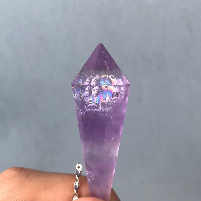 [Lost and find] natural stone rainbow light lavender amethyst universe star spirit swing necklace - สร้อยคอ - เครื่องเพชรพลอย หลากหลายสี
