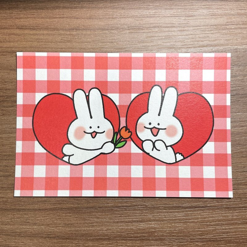 Bunny Love Postcard - 卡片/明信片 - 紙 紅色