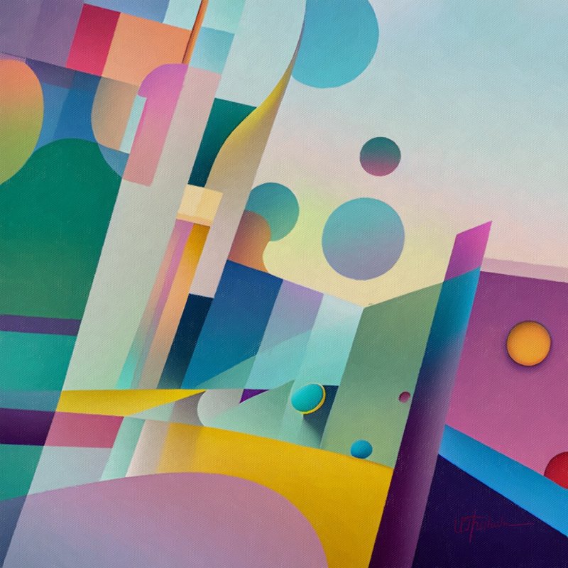 Geometric abstract art Acrylic blue painting on canvas Original painting as gift - 海報/掛畫/掛布 - 壓克力 多色