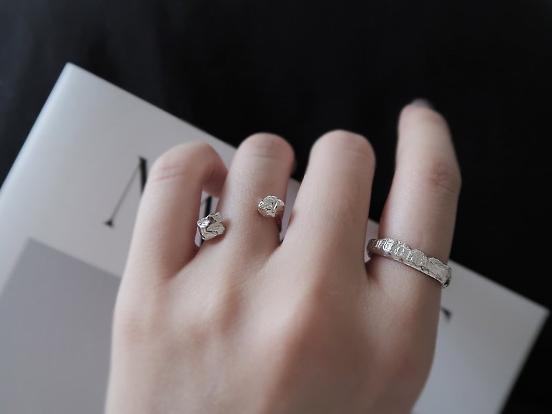 925純銀 小礦石 開口式 指間戒 戒指 - 戒指 - 純銀 銀色