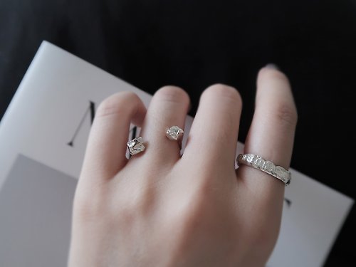 COOL & HOT 925純銀 小礦石 開口式 指間戒 戒指