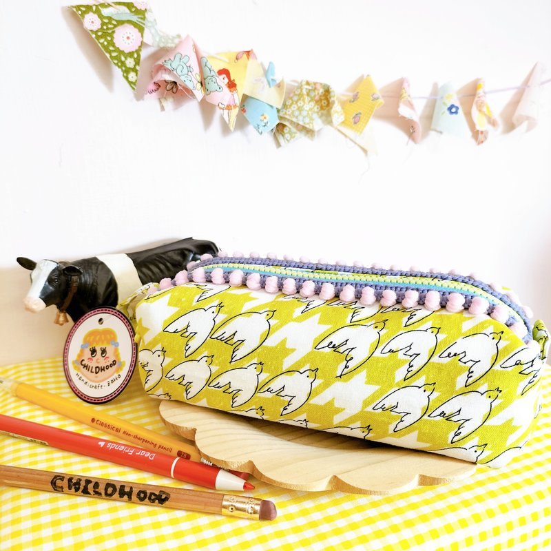 Chidori Fat Bag Cosmetic Bag Storage Bag Pencil Case - กระเป๋าเครื่องสำอาง - ผ้าฝ้าย/ผ้าลินิน 