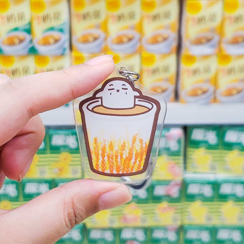 Double-sided key ring | Hong Kong style milk tea - Keychains - Acrylic Orange