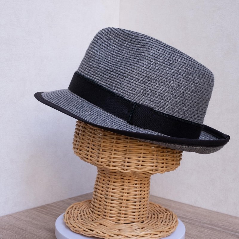 Paper Jazz Hat Granite Gray Paper Thread Woven Made in Taiwan - Hats & Caps - Paper Gray