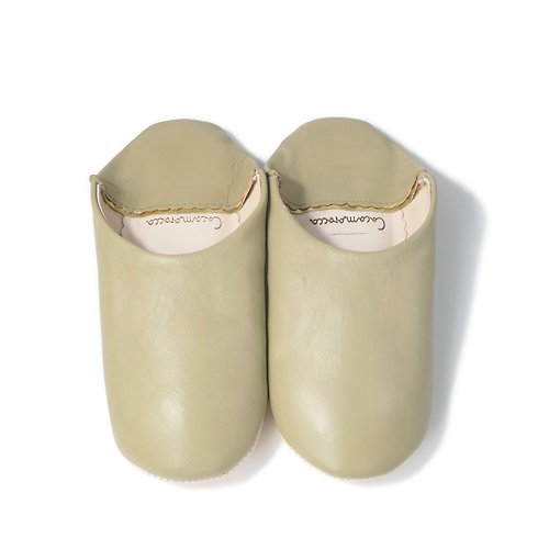 Moroccan Babouche Basic Slippers, Chalk