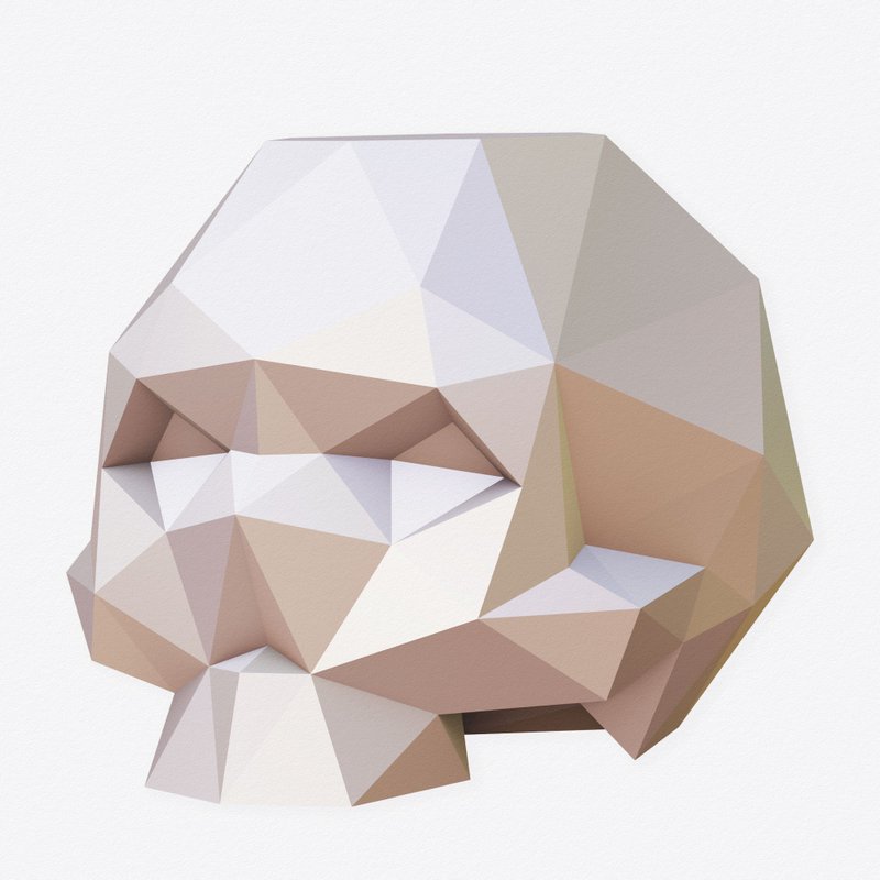 DIY Paper Low Poly Skull 3D Papercraft template PDF - 手工藝教學/工具書 - 其他材質 