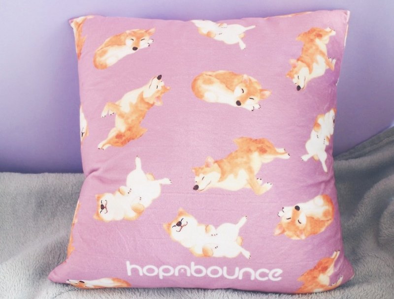 Dog print double sided cushion cover/Shiba Inu Plush Pillow/Akita Inu - Pillows & Cushions - Cotton & Hemp Purple