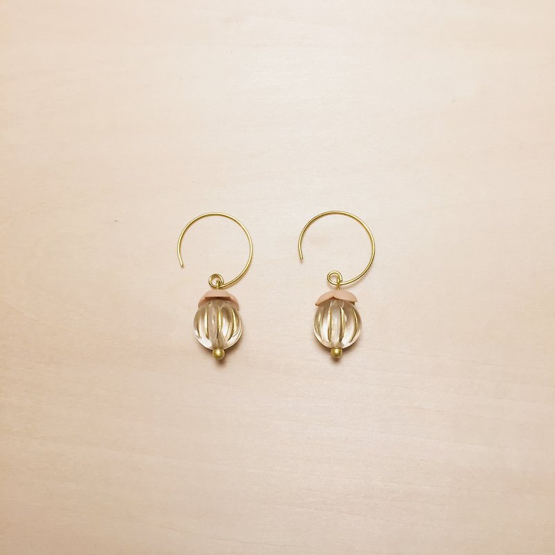 Vintage transparent pumpkin small fruit earrings - Earrings & Clip-ons - Resin Transparent