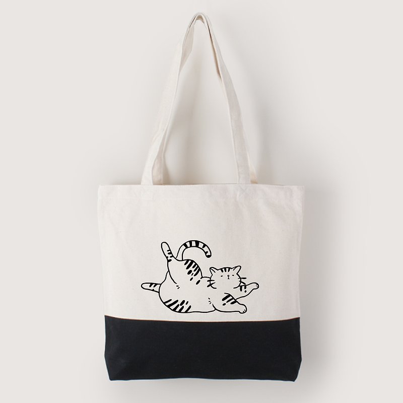 Ship with peace of mind SOP_ヨガきゃっと/ Yoga Cat-Two-color stitching bag