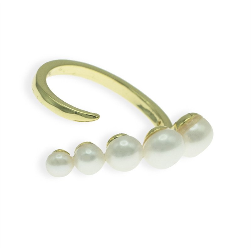 SALTY PUMPKIN original niche design balance beam open ring - General Rings - Pearl White