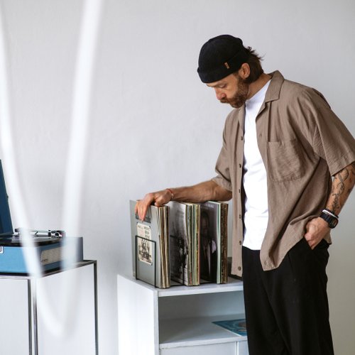 Design Atelier Article Vinyl Record Stand Comb. Metal LP Record Storage.