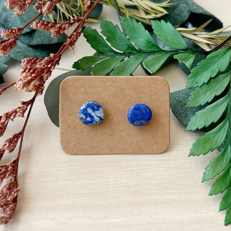 Shiguang-Natural Ore Earrings-Lapis Lazuli 15-September Birthstone-Birthday Gift - ต่างหู - เครื่องประดับพลอย สีน้ำเงิน