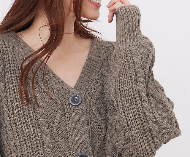 Zara - Soft Knit Crop Cardigan - Taupe Brown - Women