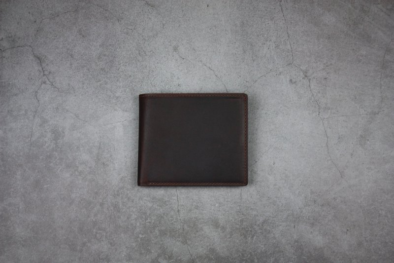 Men's vegetable tanned short clip intellectual coffee - Wallets - Genuine Leather Brown