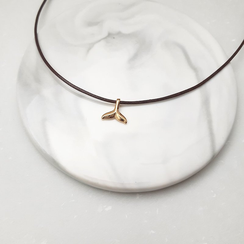 Wax thread necklace mermaid tail plain simple Wax rope thin thread - Collar Necklaces - Other Metals Gold
