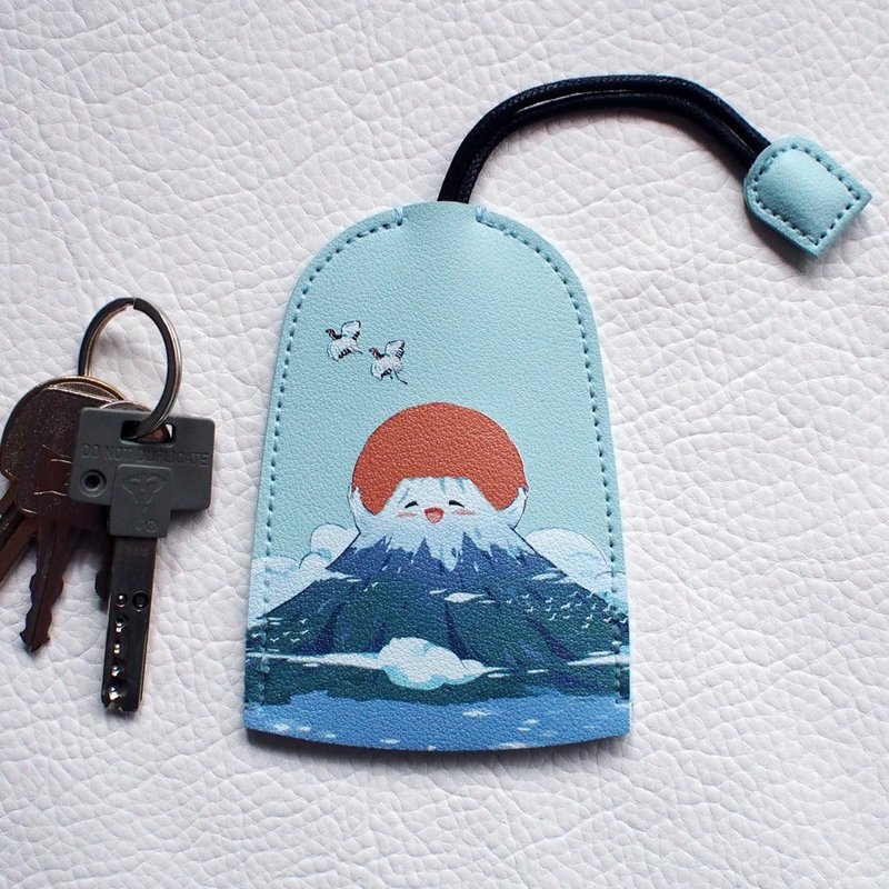 Fuji, Fuji Fujisan, key case - Keychains - Faux Leather Blue