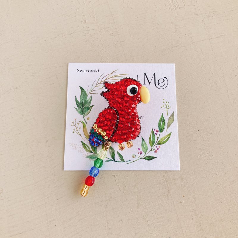 Parrot Brooch - เข็มกลัด - คริสตัล สีแดง