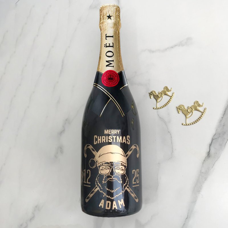 客製化|Moet香檳 文字雕刻套裝訂製禮物聖誕禮物交換禮物 - 酒類 - 玻璃 