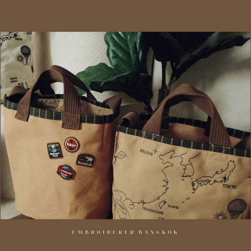 LIMITED EDITION Mappy tote bag-cream 包包 2in1 - 手提包/手提袋 - 繡線 咖啡色