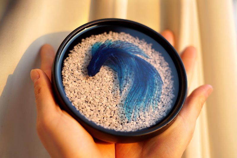 藍色斗魚樹脂畫 3D手繪 永生魚 可私人客製 買二送一 - 裝飾/擺設  - 樹脂 藍色